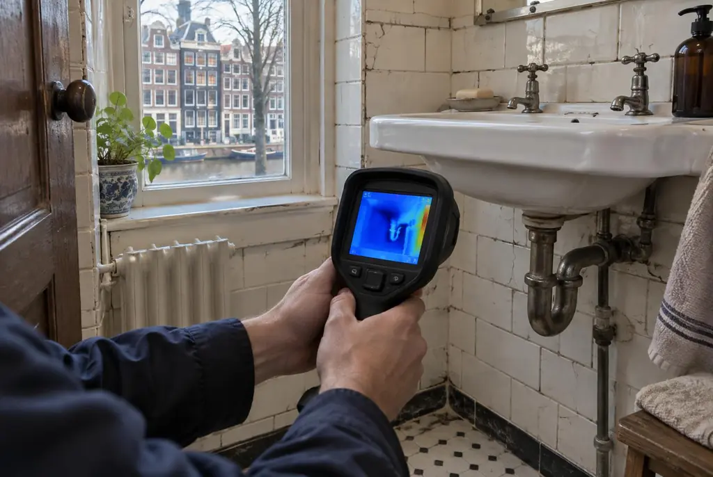 Lekdetectie Hattem – badkamer met oude leidingen achter de tegels