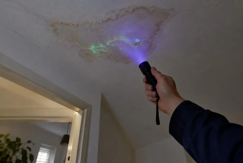 Lekdetectie Hattem – kleurstof controleren op het plafond met uv-licht