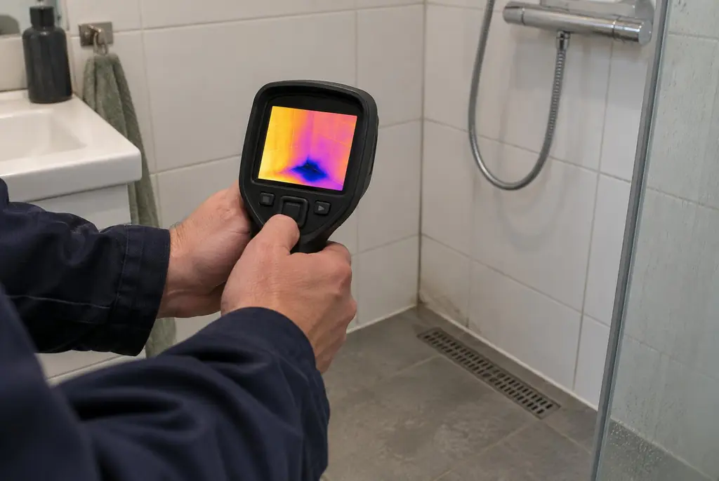 Lekdetectie Hattem – lekdetectiespecialist met warmtebeeldcamera in een badkamer